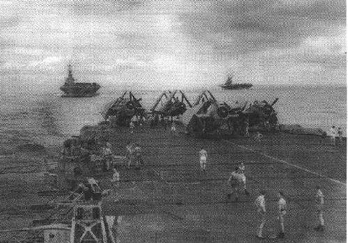 The British Pacific Fleet's carriers -- three of them at least.