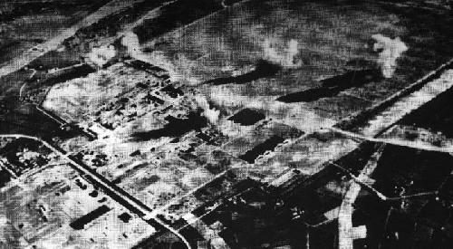 Tokushima Airfield, hit by B.P.F. aircraft in July 1945