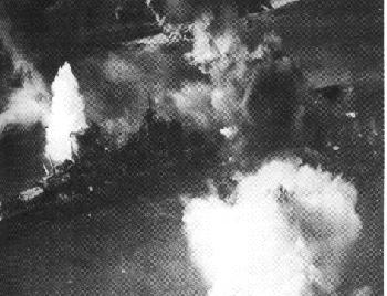 Nagato under attack by U.S. bombers on the 18th of July, 1945.