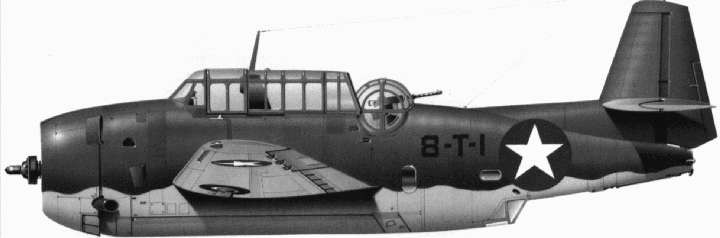 Grumman TBF Avenger torpedo plane, illustration from Donald, David, Amerikanische Kampfflugzeuge des Zweiten Weltkriegs