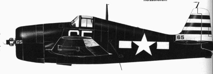 F6F3 Hellcat fighter illustration from Amerikanische Kampfflugzeuge des Zweiten Weltkriegs, Donald, David.