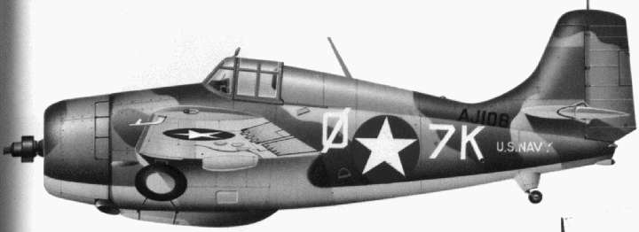 F4F3 Wildcat fighter plane, illustration from Amerikanische Kampfflugzeuge des Zweiten Weltkriegs, Donald, David.