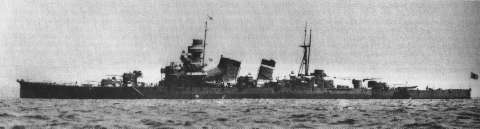 Heavy Cruiser Aoba, flagship of Admiral Goto, and one of the IJN's oldest heavy cruisers. She saw extensive service in the Solomons campaign.